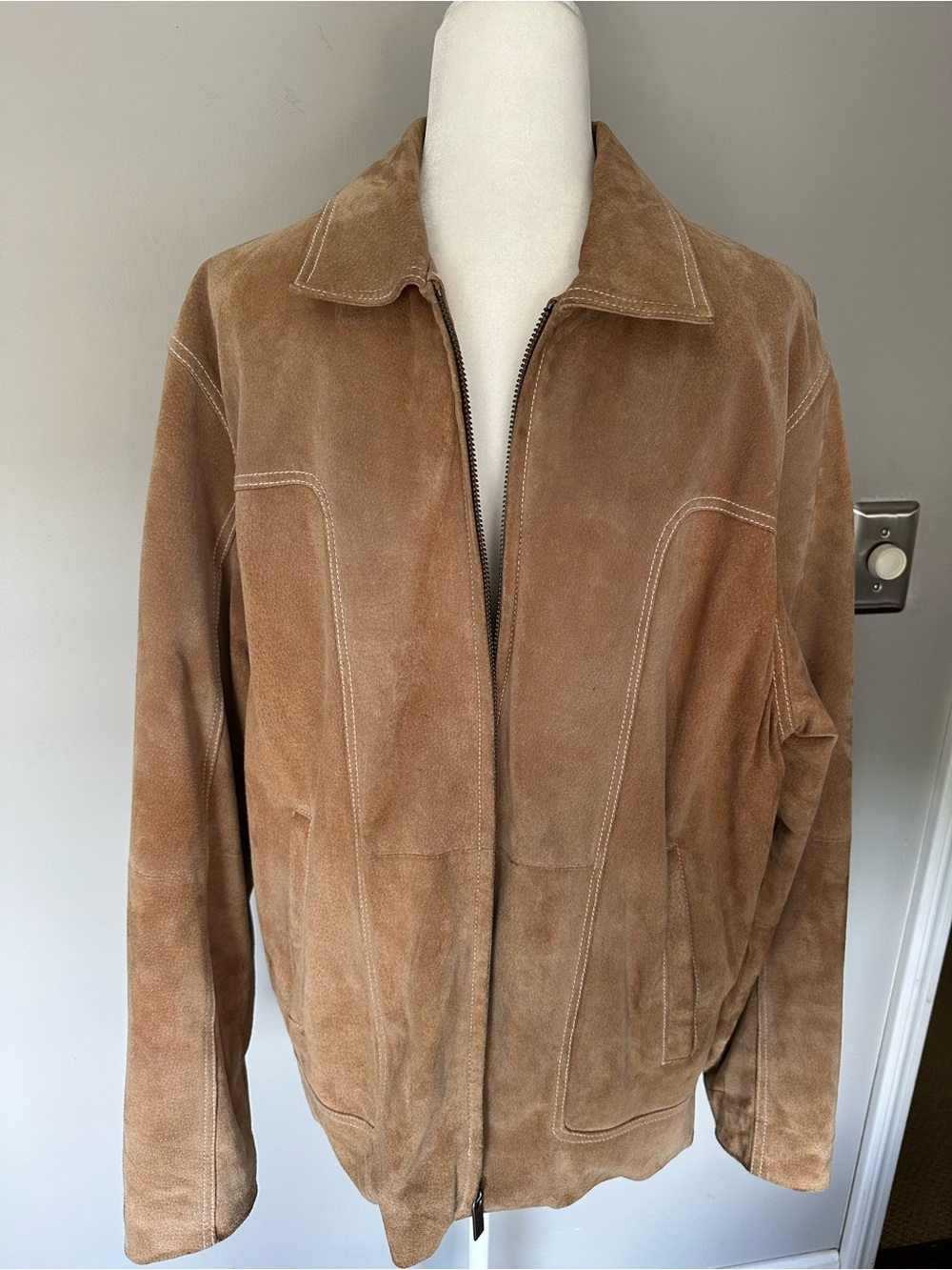 Vintage Wilsons Leather M Julian Suede Jacket Mens Large Tan Zip Up Trucker Coat